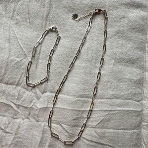 Chic Silver Chain Necklace and Bracelet Set